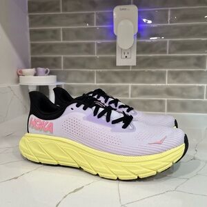 Hoka Women's Sneakers Lavender Pink and Yellow Running Shoes